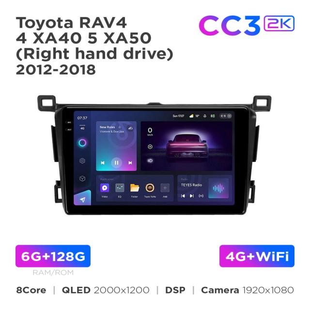 Radio samochodowe Teyes CC3 2k 6+128 Gb Toyota RAV4 4 XA40 5 XA50 (Right hand drive) 2012-2018 9"