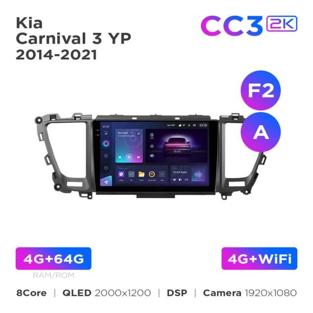 Radio samochodowe Teyes CC3 2k 4+64 Gb Kia Carnival 3 YP 2014-2021 (F2) (A) 9"