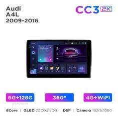 Radio samochodowe Teyes CC3 2k 6+128 Gb 360° Audi A4L 2009-2016 10"