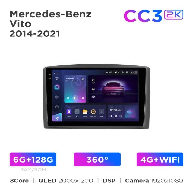 Radio samochodowe Teyes CC3 2k 6+128 Gb 360° Mercedes-Benz Vito 2014-2021 Black A-Mod 10"