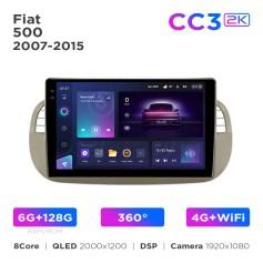Radio samochodowe Teyes CC3 2k 6+128 Gb 360° Fiat 500 2007-2015 Beige 9"