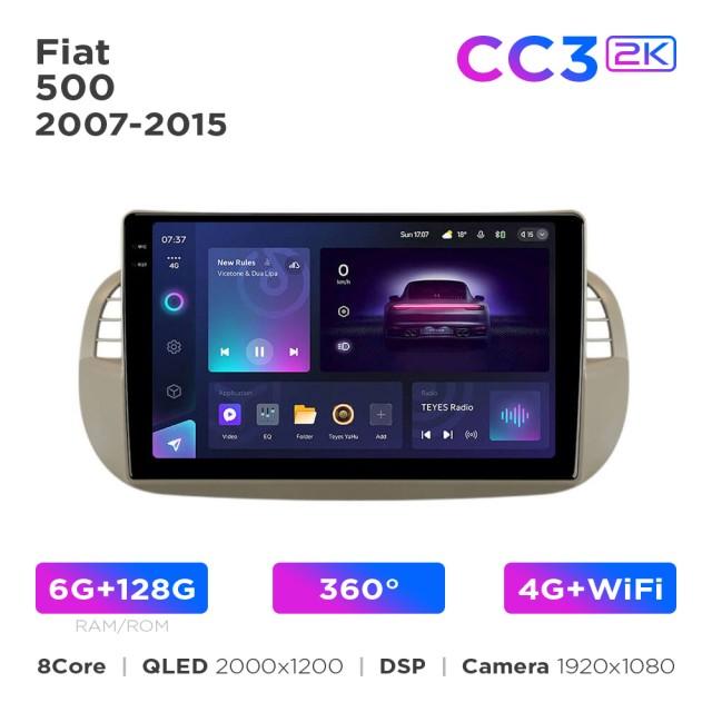 Radio samochodowe Teyes CC3 2k 6+128 Gb 360° Fiat 500 2007-2015 Beige 9"