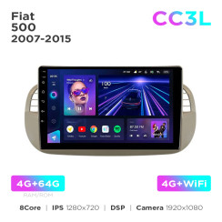 Radio samochodowe Teyes CC3L 4+64 Gb Fiat 500 2007-2015 Beige 9"