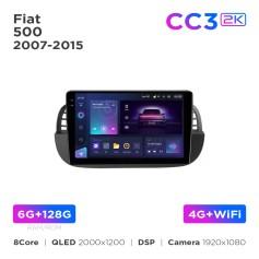 Radio samochodowe Teyes CC3 2k 6+128 Gb Fiat 500 2007-2015 Black 9"