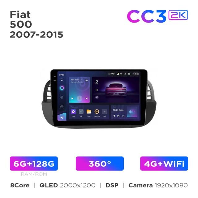 Radio samochodowe Teyes CC3 2k 6+128 Gb 360° Fiat 500 2007-2015 Black 9"