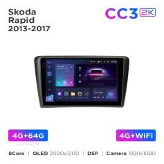 Radio samochodowe Teyes CC3 2k 4+64 Gb Skoda Rapid 2013-2017 10"