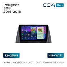Radio samochodowe Teyes CC4 Pro 2k 12+256 Gb Peugeot 308 2016-2018 B-MOD Black 9"