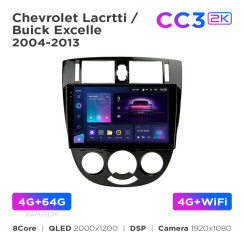Radio samochodowe Teyes CC3 2k 4+64 Gb Chevrolet Lacetti / Buick Excelle 2004-2013 MT AC UV Black 10"