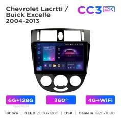 Radio samochodowe Teyes CC3 2k 6+128 Gb 360° Chevrolet Lacetti / Buick Excelle 2004-2013 MT AC UV Black 10"
