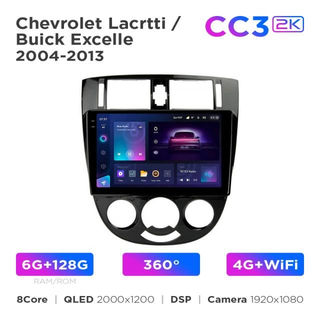 Radio samochodowe Teyes CC3 2k 6+128 Gb 360° Chevrolet Lacetti / Buick Excelle 2004-2013 MT AC UV Black 10"