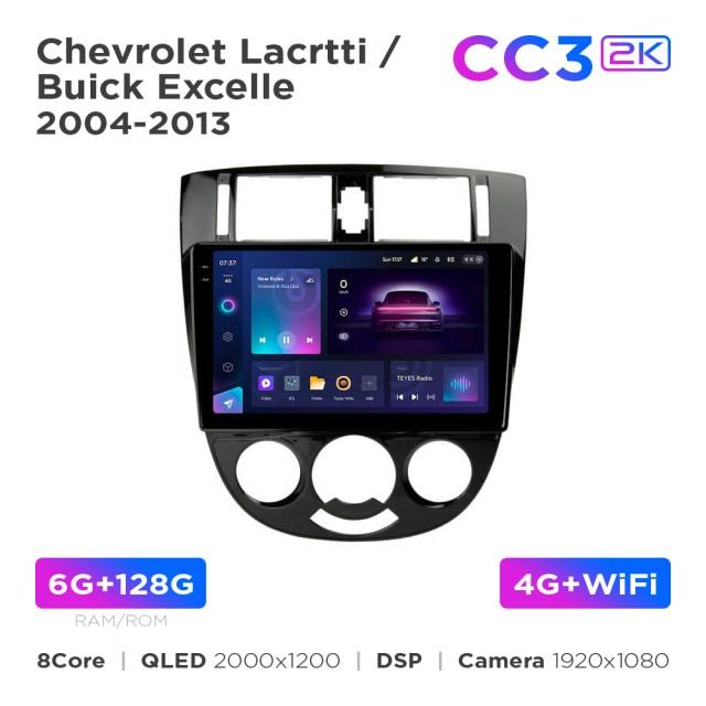 Radio samochodowe Teyes CC3 2k 6+128 Gb Chevrolet Lacetti / Buick Excelle 2004-2013 MT AC UV Black 10"