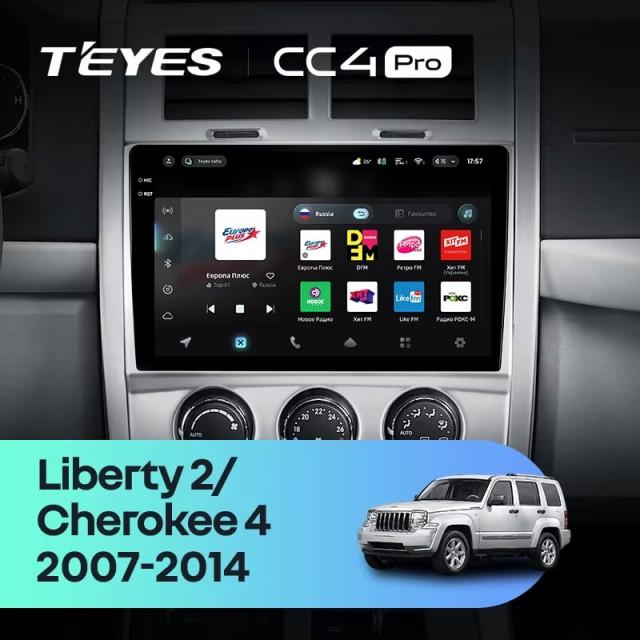 Radio samochodowe Teyes CC4 Pro 2k 8+128 Gb Jeep Liberty 2 KK 2007-2012 / Cherokee 4 KK 2007-2014 10"